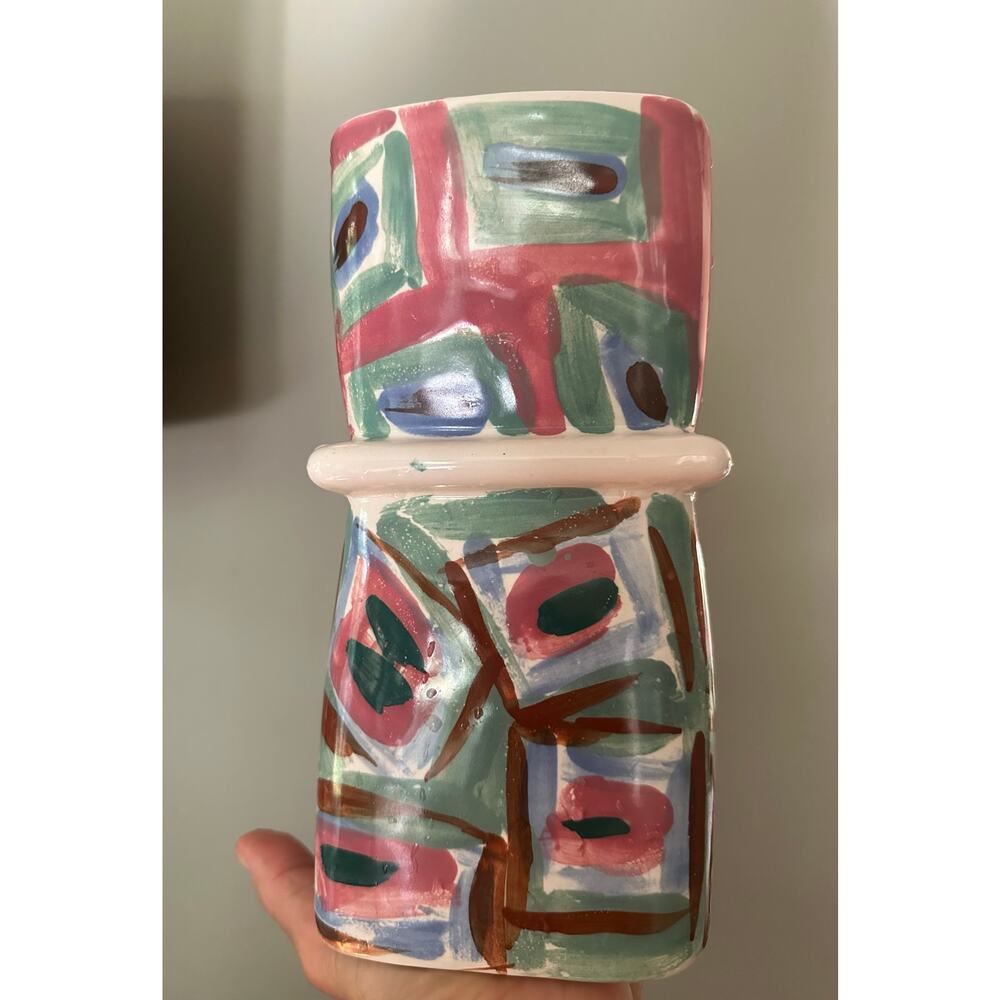 Vintage hand-painted vase colorful abstract unique rare one of a kind unique - Picture 4 of 16